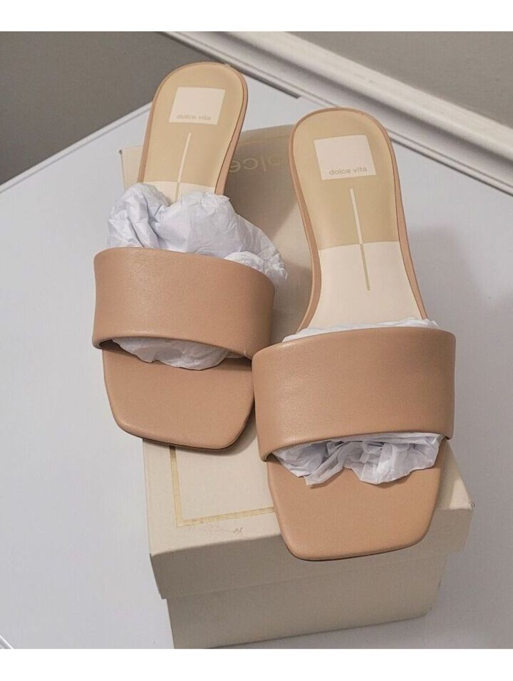 Dolce Vita Rexa Light Tan Leather Kitten Heeled Sandals Women's Shoes Size 9 - Picture 4 of 9
